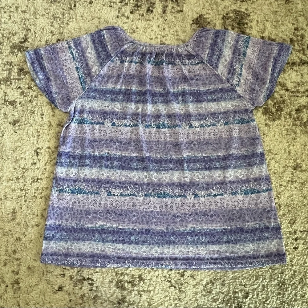 Croft & Barrow Purple and Blue Design Smocked Neckline Top size large